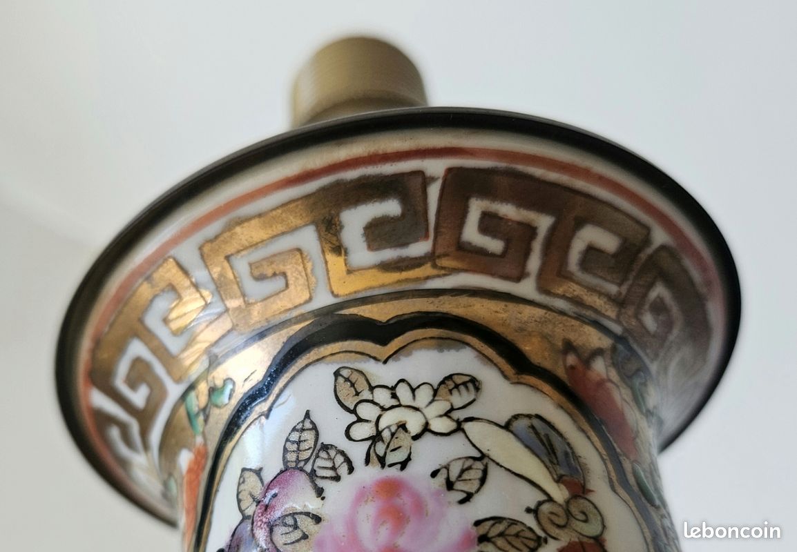 Lampe vintage en porcelaine de Canton, Chine (image 11)