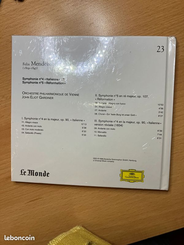 Mendelssohn Symphonie 4 & 5 de vienne Neuf sous blister (image 2)