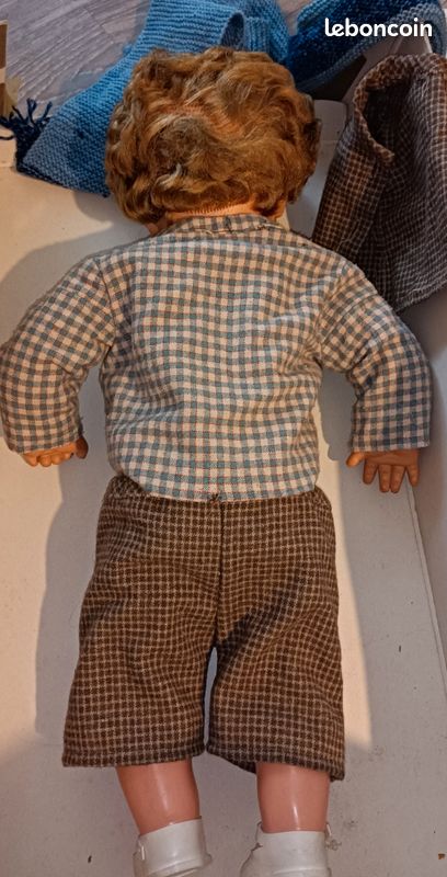 Poupée ancienne Raynal 50 cm yeux dormeurs robe bleue