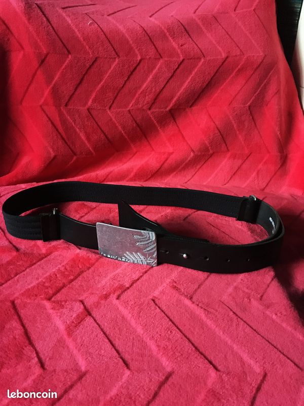 Belle ceinture vrai cuir noir et toile AEM'KEI pour homme (image 1)