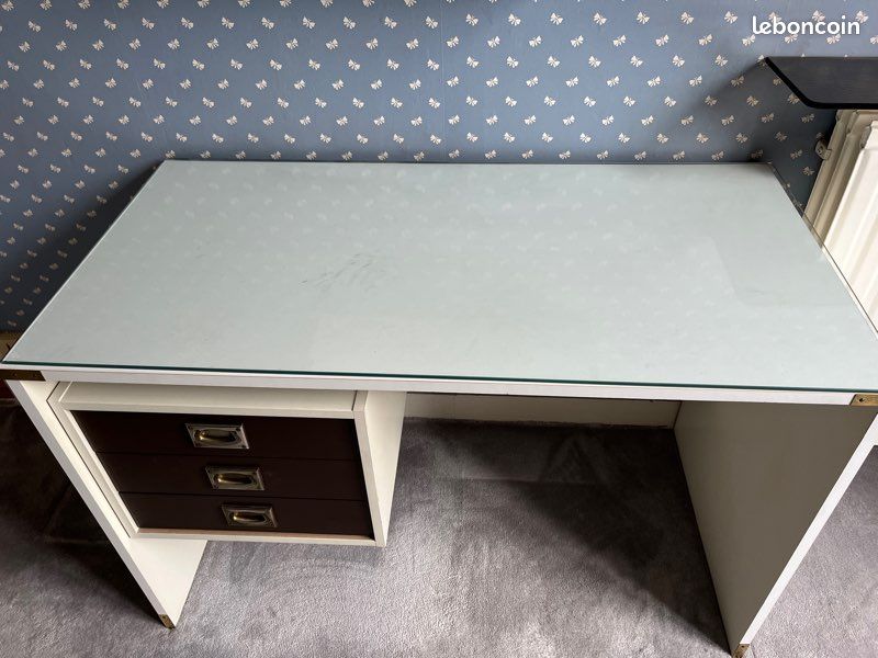 Bureau vintage + plateau en bois 110x55 (image 7)