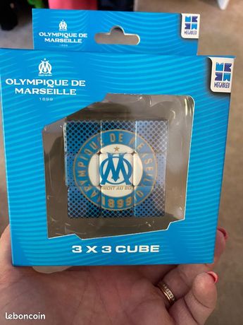 Megableu- Cube 3 X 3 Olympique de Marseille, 678327, Blue, White pas cher Megableu- Cube 3 X 3 Olympique de Marseille, 678327, Blue, White pas cher