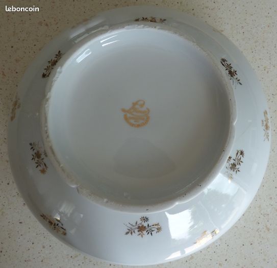 Saladier en porcelaine France de couleur blanche motif décor doré – pas de félure (image 7)