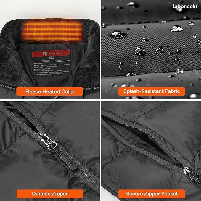Gilet Chauffant Homme/femme - 5 Zones De Chauffe, 3 Réglages Température - Lavable, Coupe-vent - Pour Extérieur Et Quotidien Hiver