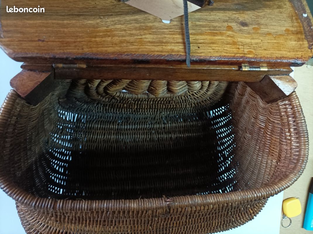 Panier à Poisson Vintage En Osier - Idéal Pour Pêche, Rangement Ou Décoration