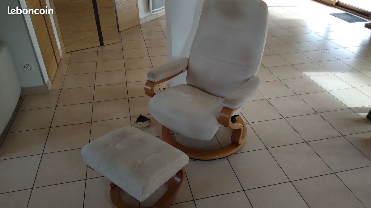 Fauteuil relax HIMOLLA et son pouf piètement hêtre (image 2)