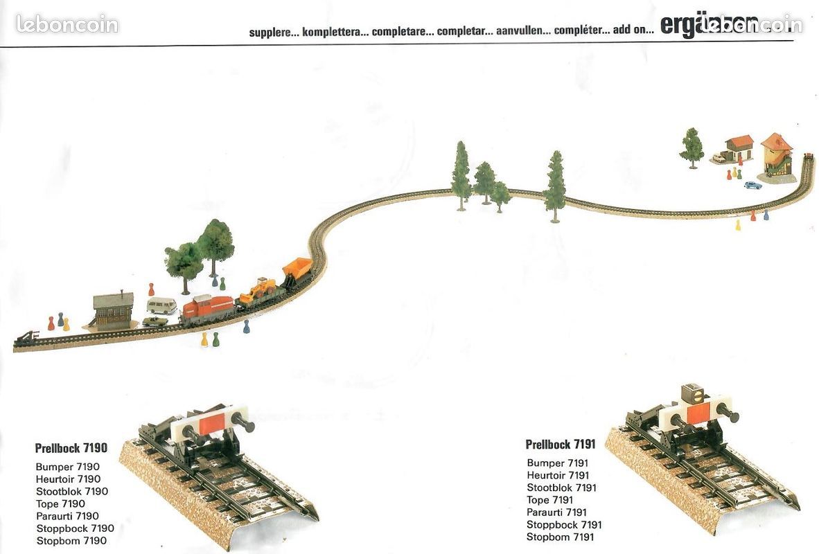 Heurtoir Märklin 7190 Pour Voie HO - Ballasté, Pour Réseau De Train Miniature, Occasion En Très Bon état