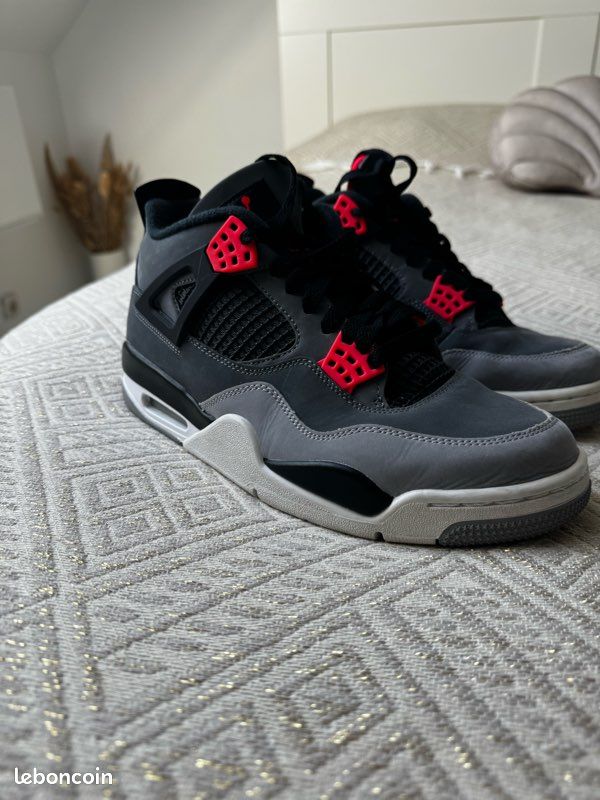 Air jordan 4 retro dark grey/ infrared, gris fonce noir infrarouge (image 5)