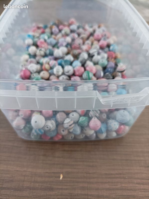 Lot de 250 g de perles en papier recyclé vernis (image 4)