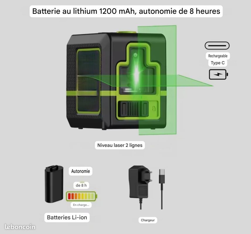 Niveau Laser Vert Housiwill 360° Auto-nivelant Avec Batterie Rechargeable