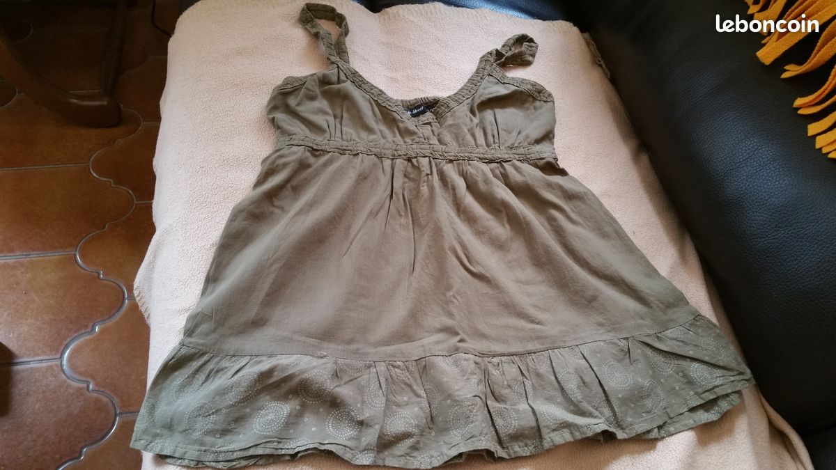 Blouse top marron à bretelles T.12 ans Temple street (image 1)