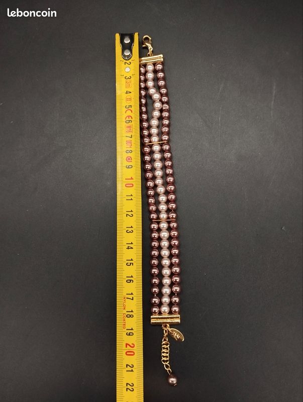 BRACELET FIN VINTAGE EN MÉTAL DORÉ AVEC PERLE - 22 CM - BIJOU D'OCCASION ÉLÉGANT