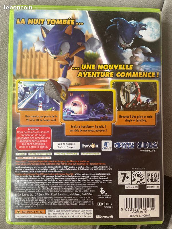 Jeu XBOX 360 Sonic unleashed la malédiction du hérisson (image 2)