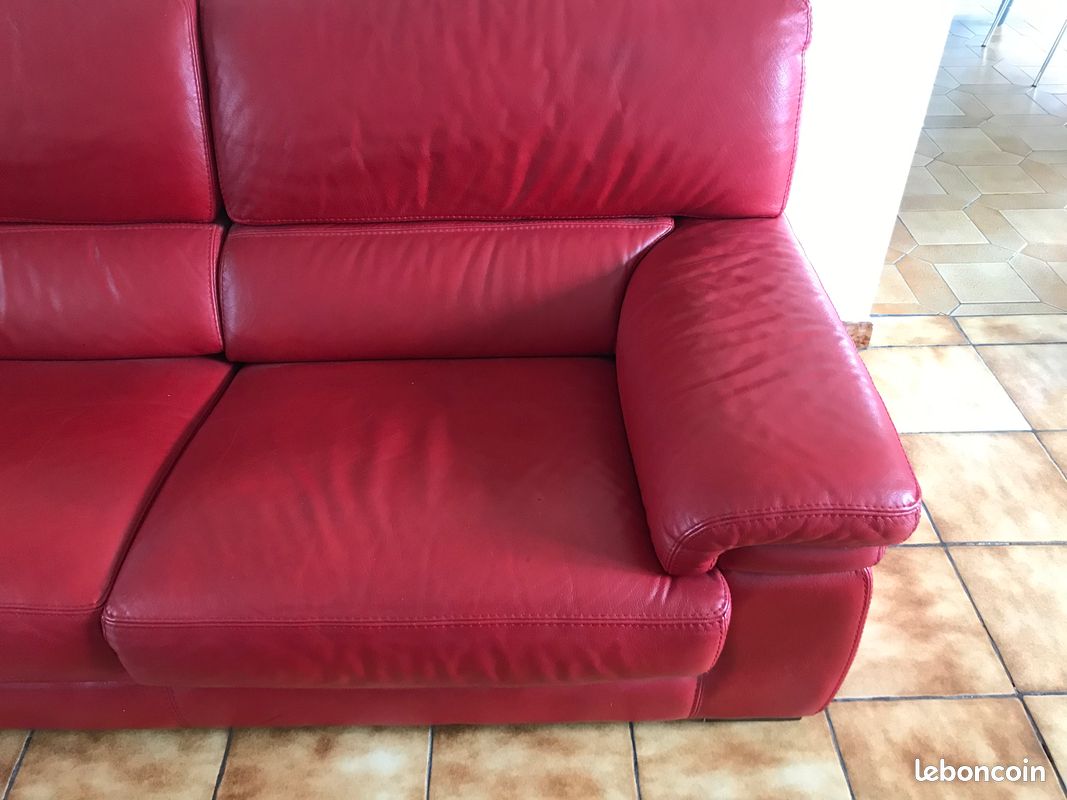 Canapé en cuir rouge (image 2)
