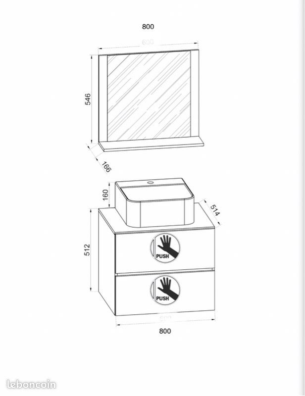 Sous vasque suspendu avec miroir neuf (image 2)
