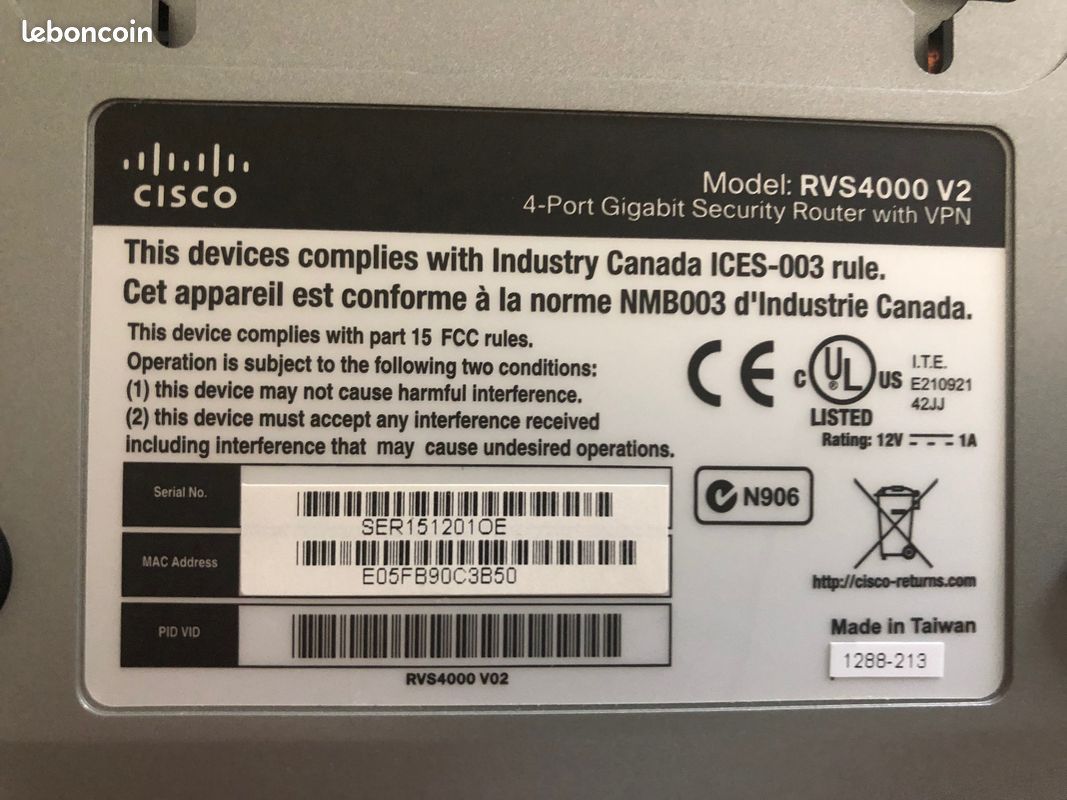 Routeur ethernet cisco rvs 4000 v2 (image 3)