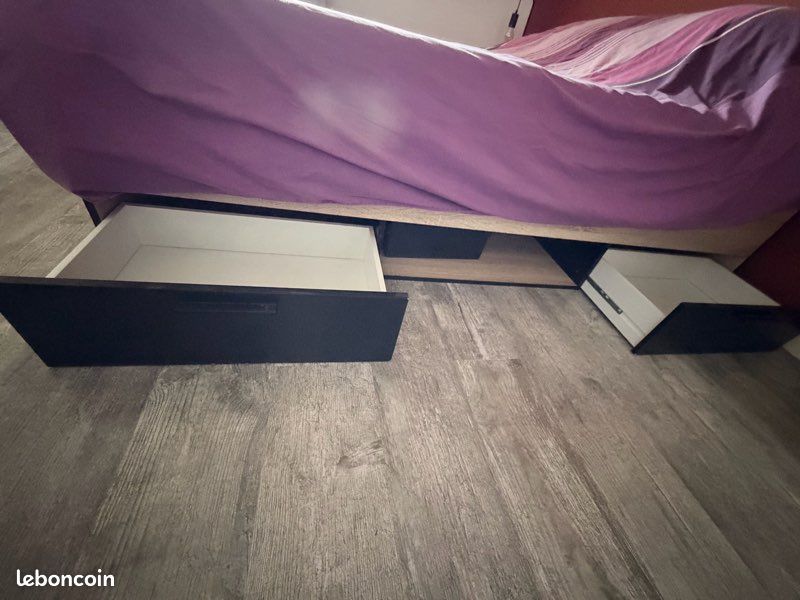 Lit 140/190 + sommier + matelas (image 2)