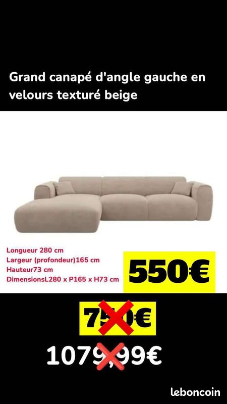 CANAPES angle,convertible,express,cuir (image 2)