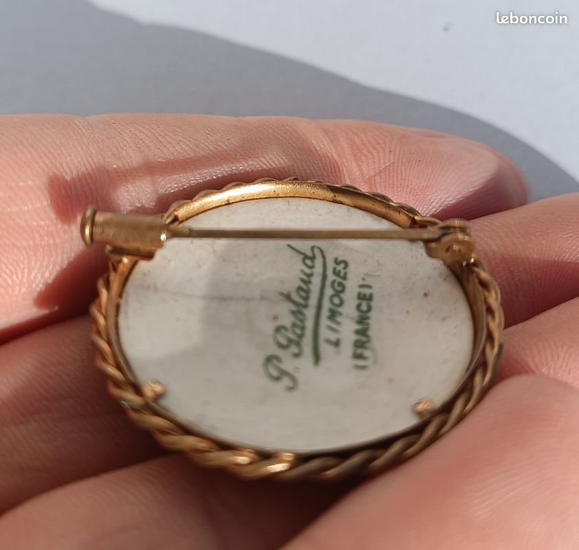 Broche en porcelaine de Limoges scène galante - Bijoux (image 5)