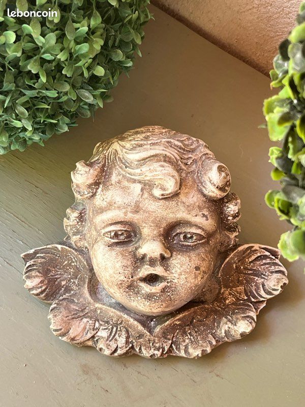 TETE D'ANGE EN PLATRE CHANVRE - La Maison De Judith