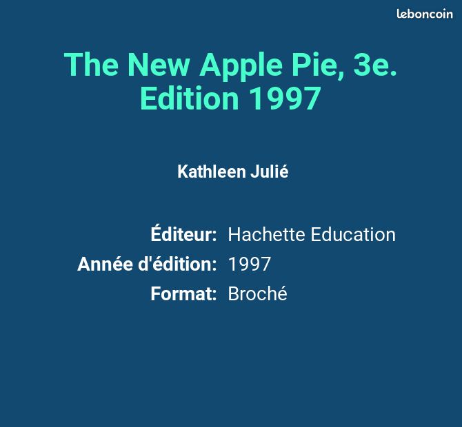 The New Apple Pie, 3e. Edition 1997 - Kathleen Julié et Françoise Lemarchand (image 2)