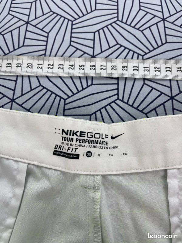 Short Nike golf blanc carreaux jaune fluo sport 38 - XL (image 4)