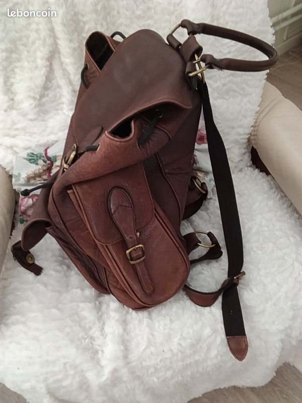 Très beau sac à dos vintage en cuir véritable (image 11)