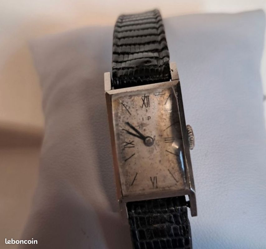 Montre Mécanique Vintage Art Deco Femme WB - Argenté, 17 Rubis, Boîtier Tonneau - Occasion