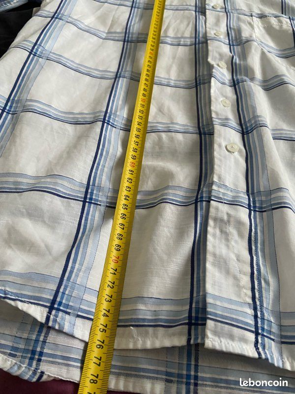 Balenciaga Vintage chemise homme coton blanche rayée bleu manches longues xl carreaux (image 12)