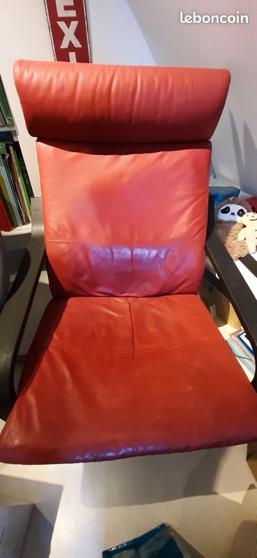 Fauteuil IKEA Poang cuir rouge (image 1)
