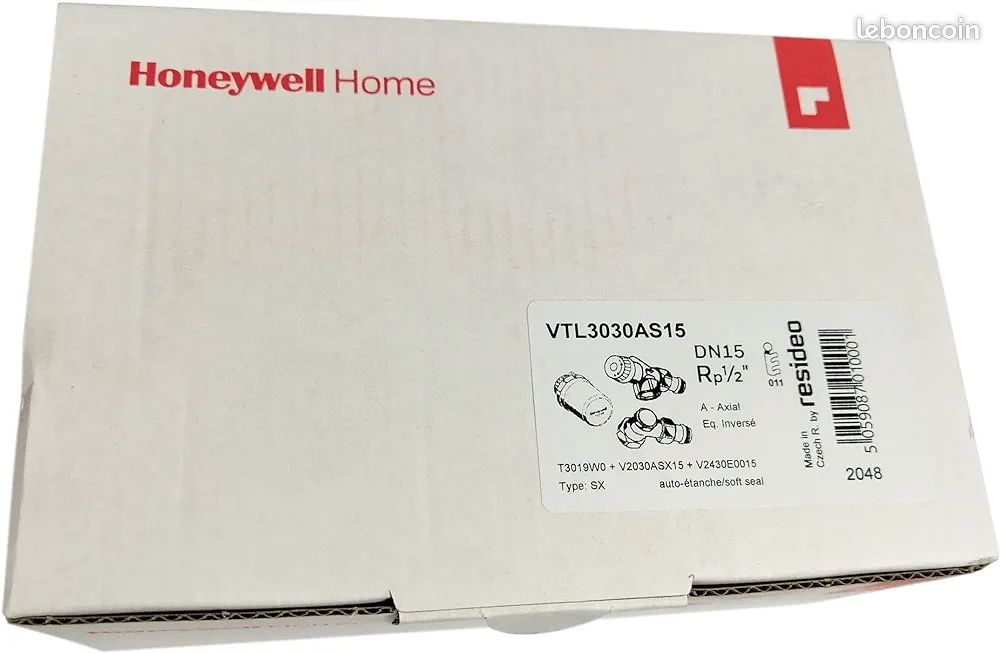 Kit complet HONEYWELL corps et tete thermostatique équerre et équerre inversé (image 1)