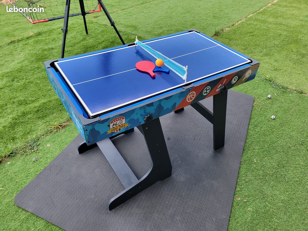 Table Multijeux 14 En 1 – Basket/Billard/Baby-foot/Tennis/Hockey/Bowling – Pliable, Accessoires Inclus, Enfant