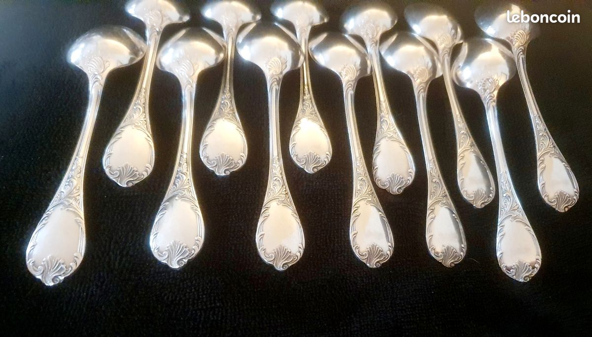 12 Cuillères à Café Christofle Marly - Métal Argenté - Très Bon État (Voir Photos)