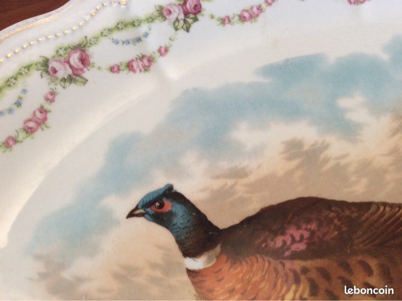 💜Vintage Chasse 1900 / Ancien Grand Plat a gibier en porcelaine ´Royal Austria´45 x 31 cm (image 4)