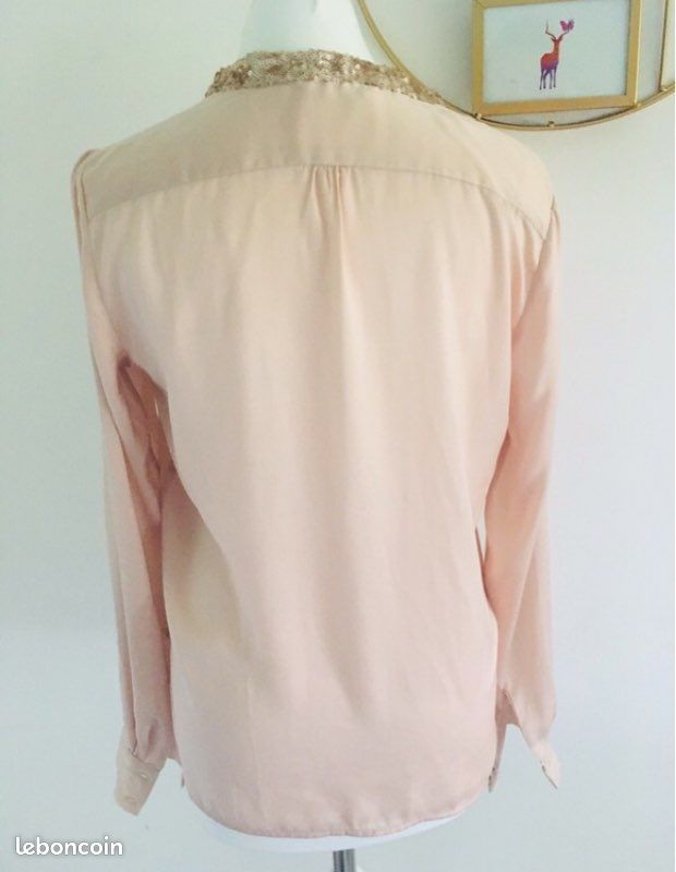 Blouse rose poudrée sequins t.36 (image 4)