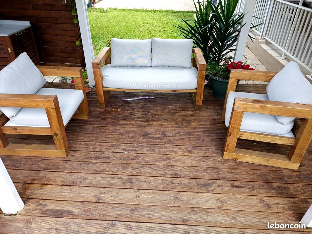 Salon jardin bois massif, neuf (image 3)