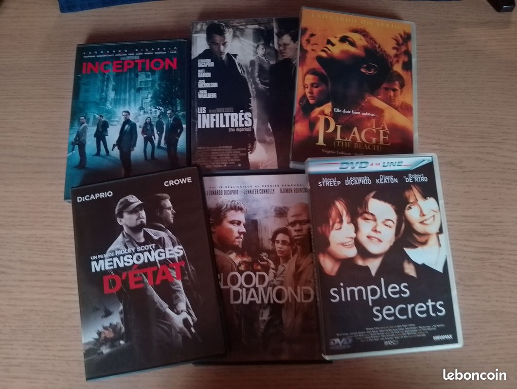 Collection 6 DVD Leonardo DiCaprio - Inception, Les Infiltrés, La Plage, Blood Diamond... (image 1)