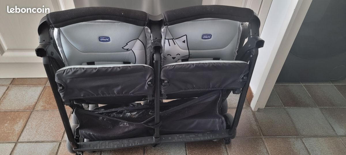 Chicco OHlalà Poussette Canne Double Jumeaux - Légère (8kg), Pliable Et Inclinable - Rouge Paprika - Housse Pluie Incluse
