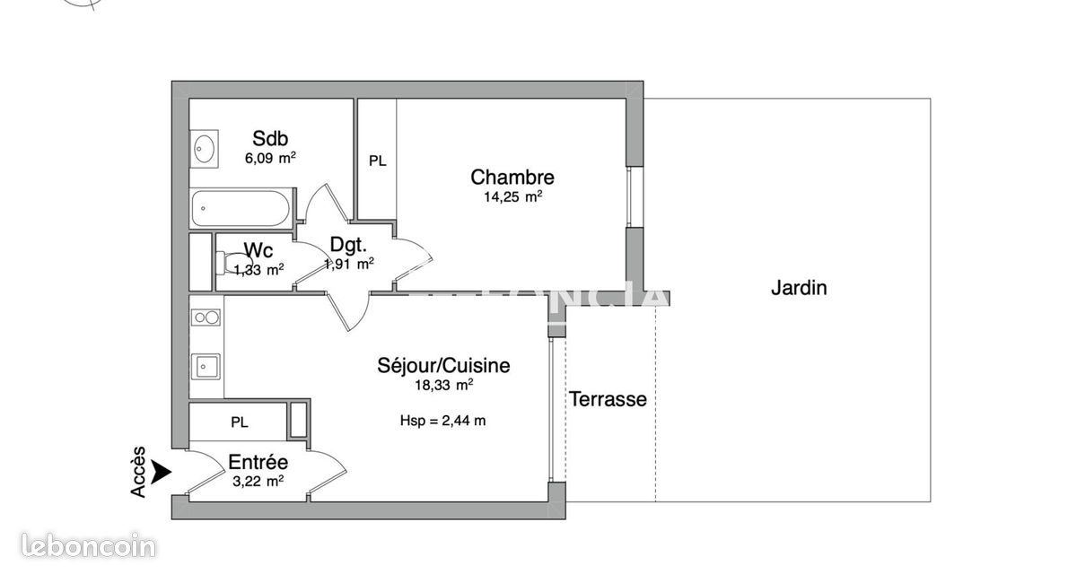 Appartement 2 pièces 45 m² · à Castillon-la-Bataille · 45 m² · 515 €/mois