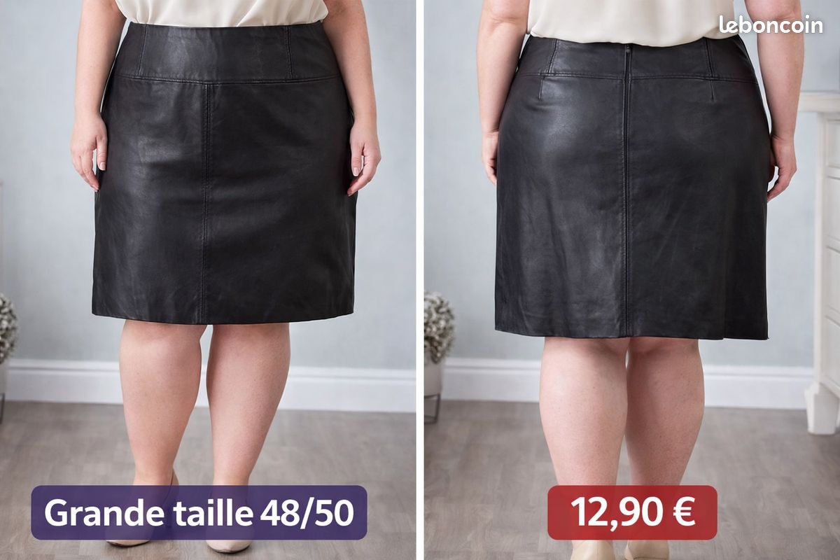 Jupe en cuir veritable d'occasion - Vêtements