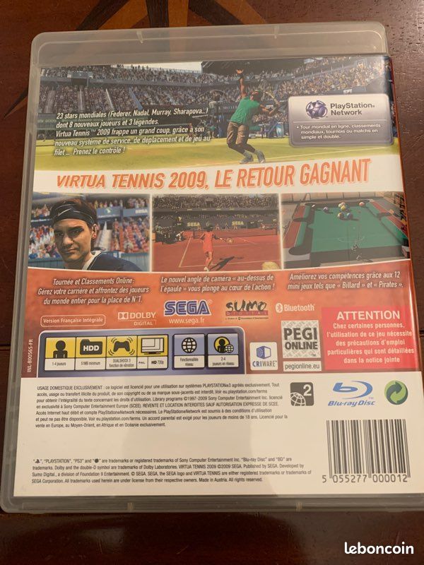 Jeu Virtua Tennis 2009 Sur PS3 - Complet, Bon état, PEGI 3