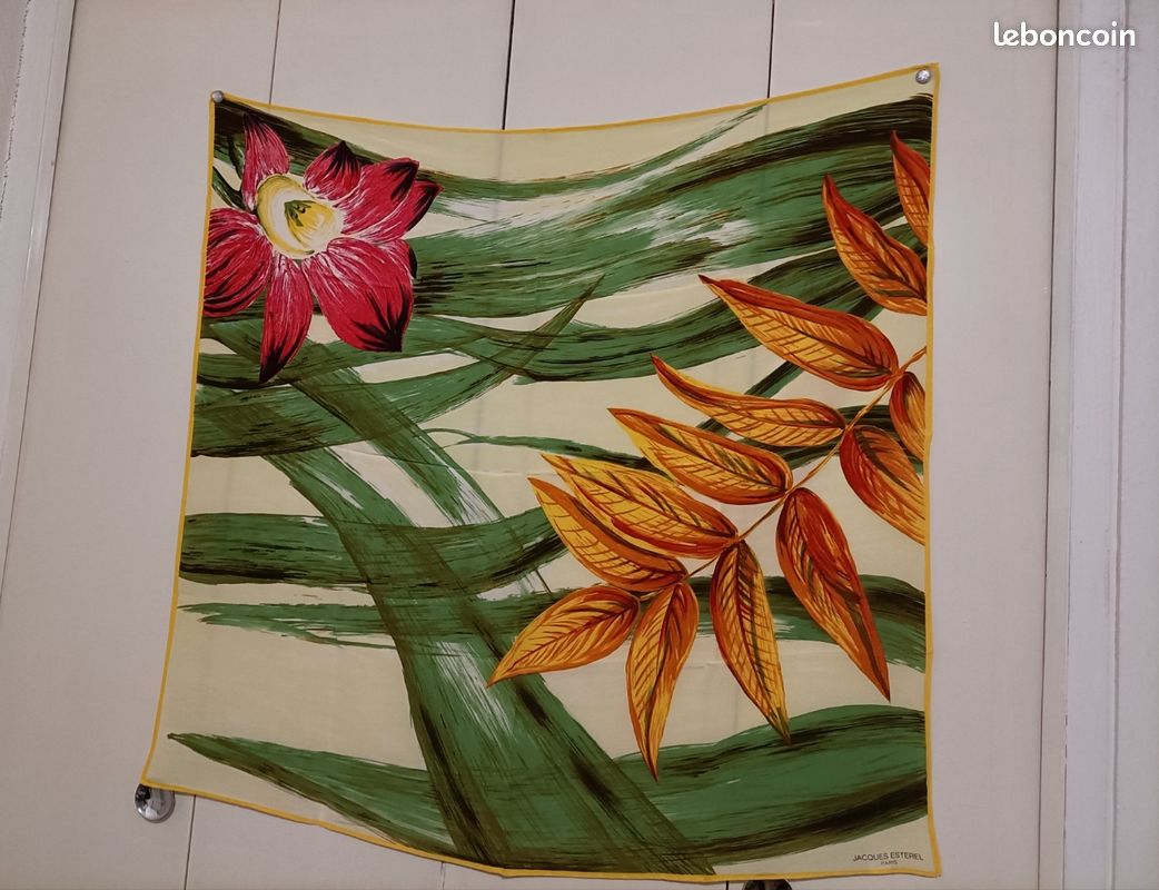 Foulard En Soie Vintage Esterel 65x65 Cm Motif Paris - Multicouleur, Thème Michel, Accessoire Femme élégant