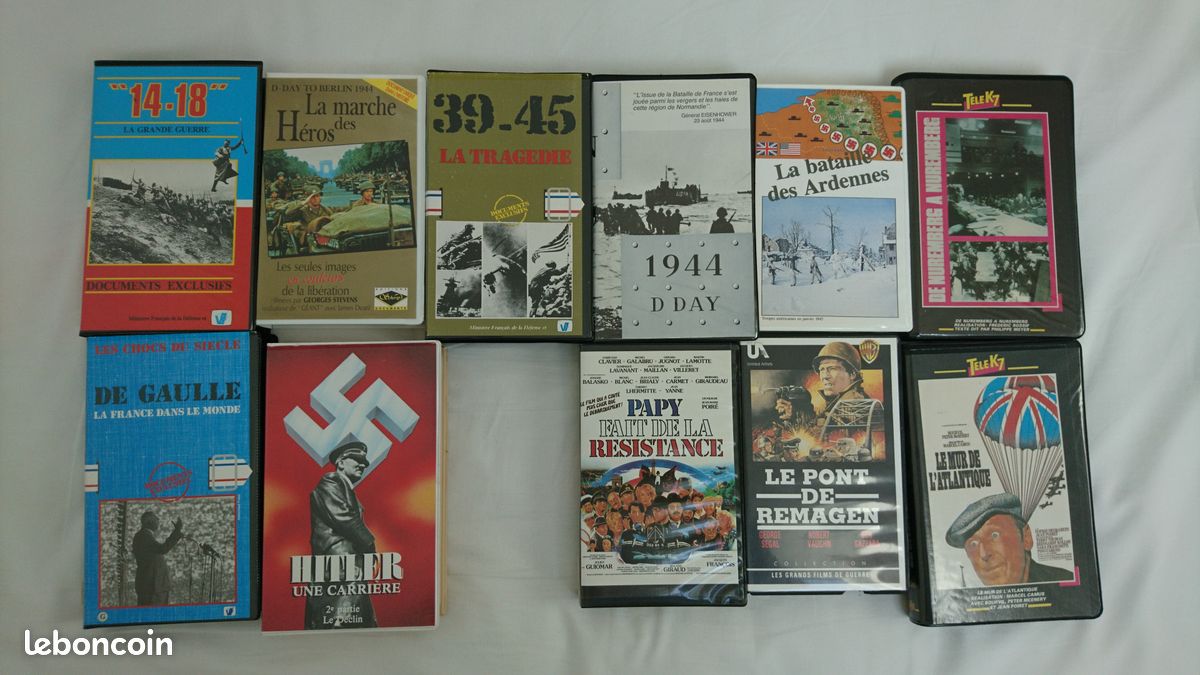 Lot de cassettes K7 vidéo VHS guerres 14-18 et 39-45 (image 1)