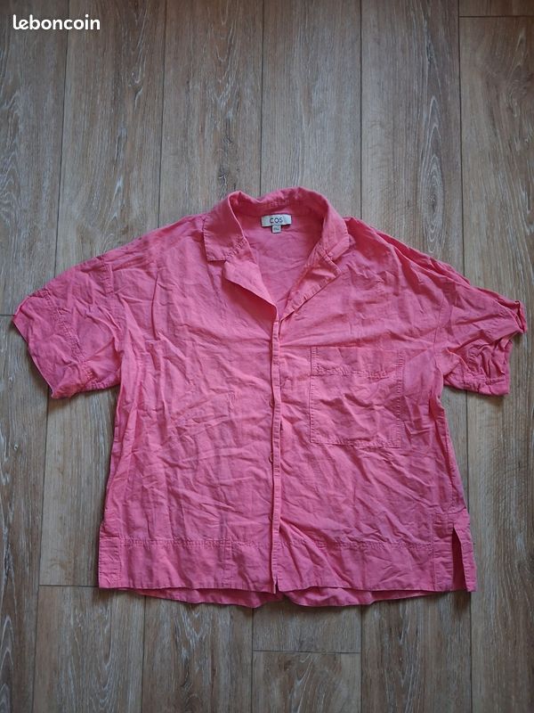 Chemisette femme COS rose en lin et coton Manches courtes Taille M (image 1)