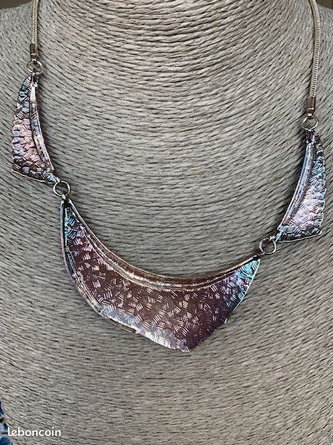Collier Ras Du Cou En Métal IKITA - Style Carrés Géométriques - Neuf Sans Emballage