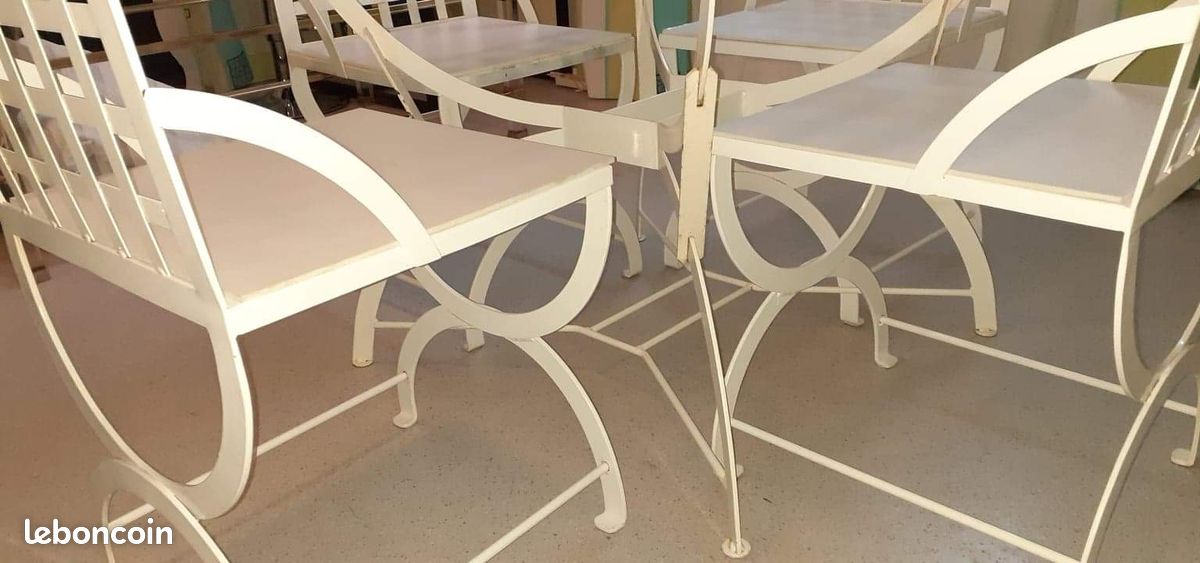 Salon de jardin acier plateau verre + 4 chaises jack85 (image 2)