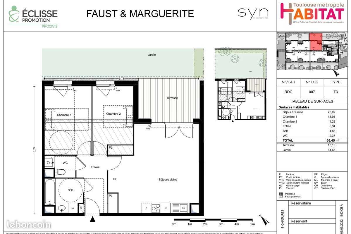 Appartement 3 pièces 66 m² · à Toulouse · 66 m² · 206 000 €