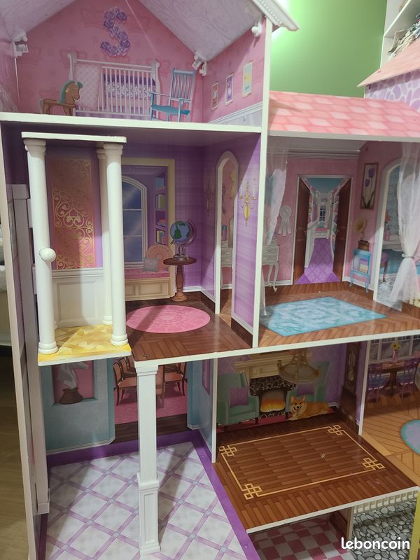 Maison De Poupée Géante 5 étages DeAO – Château Féerique DIY Avec 2 Poupées, Meubles Et Accessoires – Jeu Créatif Pour Filles 6-9 Ans