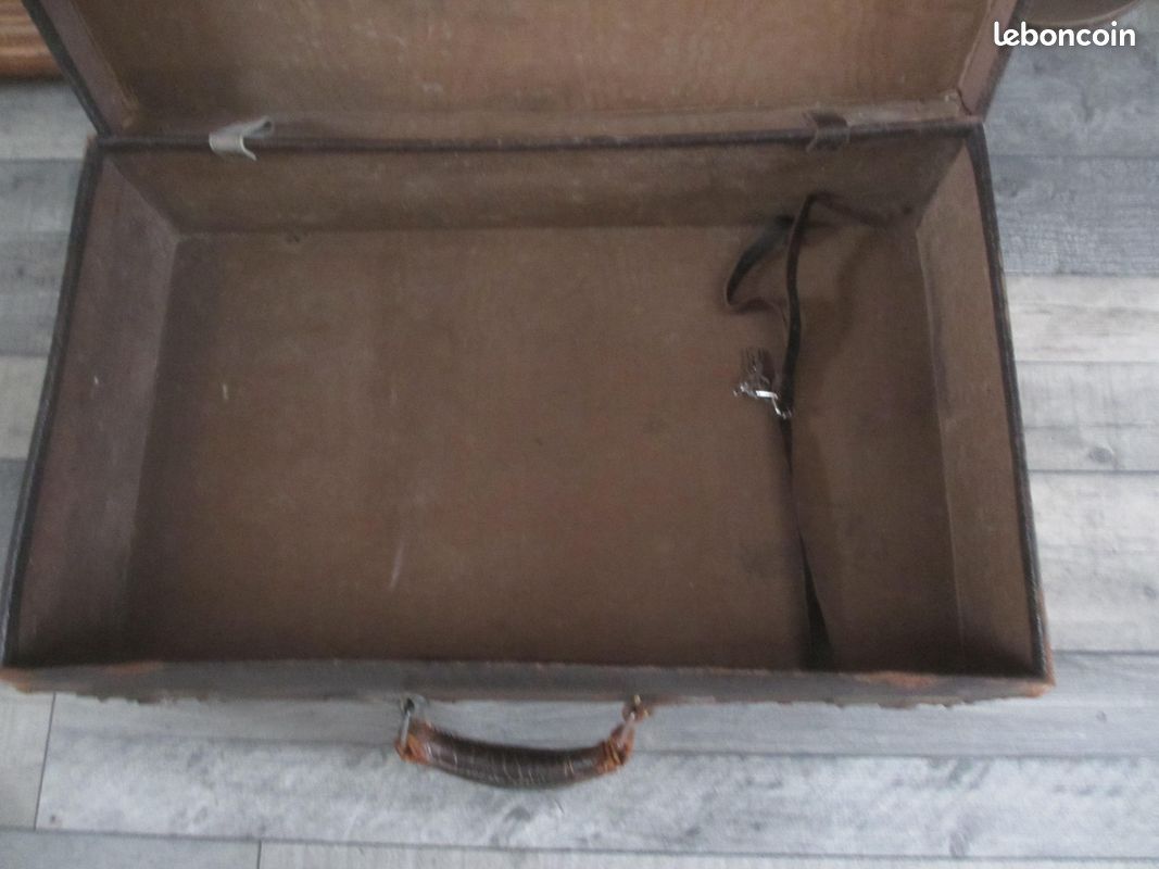 Ancienne valise en cuir effet crocodile (image 14)