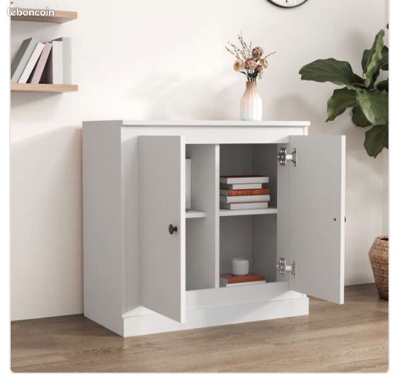 Buffet blanc 70x35,5x67,5 cm bois d'ingénierie (image 1)